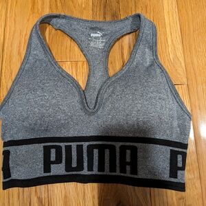 Puma Gray/Black Padded Sports Bra w/ Removable Padding women's size small